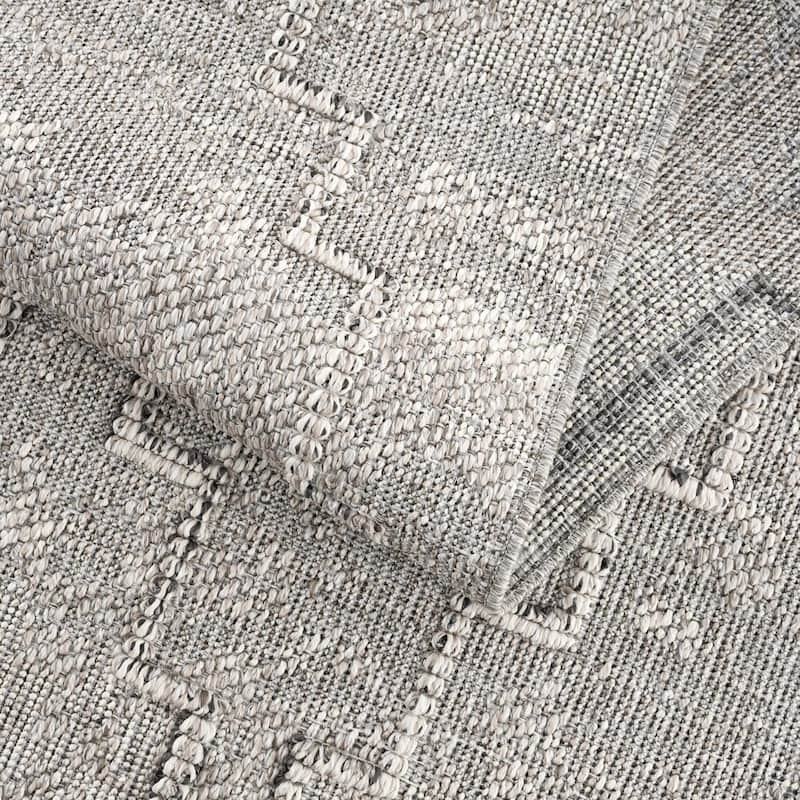 Hauteloom Butch Living Room, Bedroom Patio Outdoor Area Rug - Farmhouse - Taupe,Beige - 2' x 3'