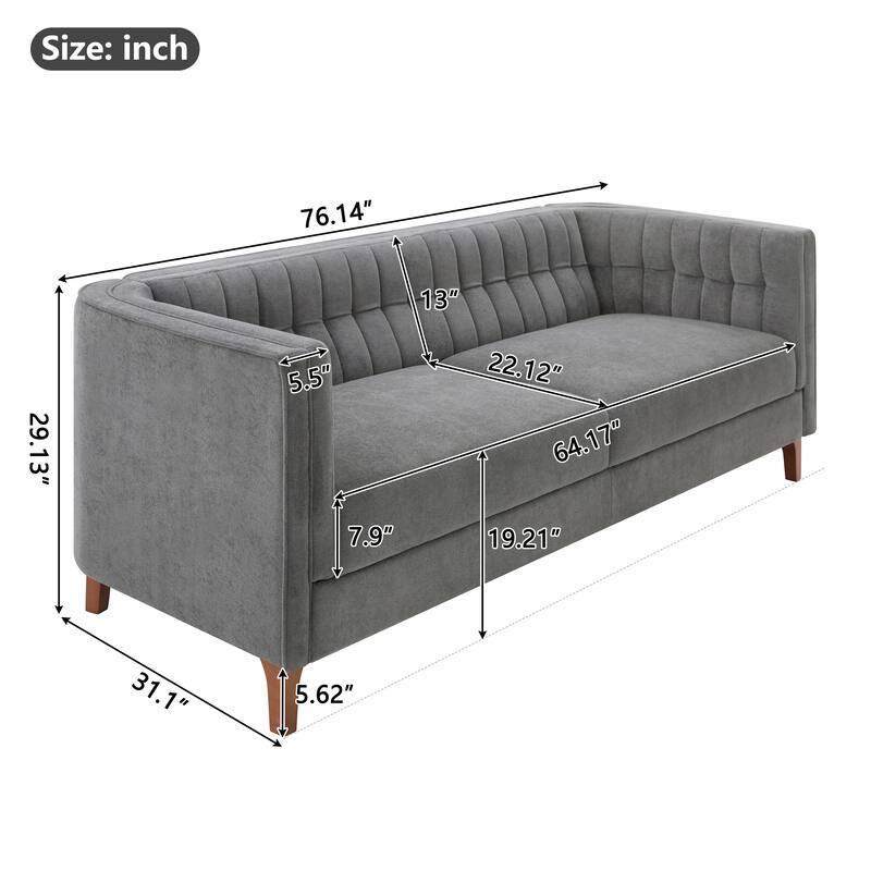 Christopher Knight Home - American Design 76" Upholstered 3-Seater Sofa with Channel Tufted Back