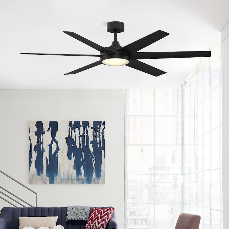 Fanimation Brawn 64 inch Indoor/Outdoor Ceiling Fan with LED CCT Select Light Kit and Remote Control