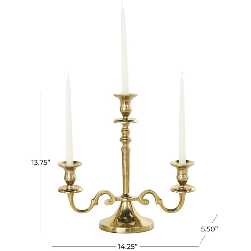 Aluminum Metal Scrolled Candelabra - Gold or Silver - Roche River Decor