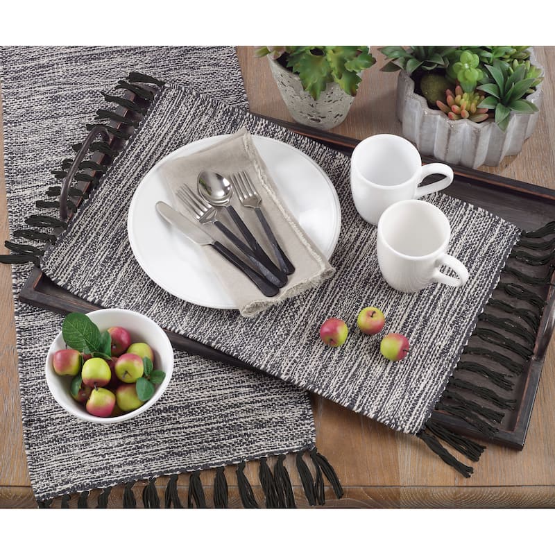 Black Cotton Table Runner With Tassels