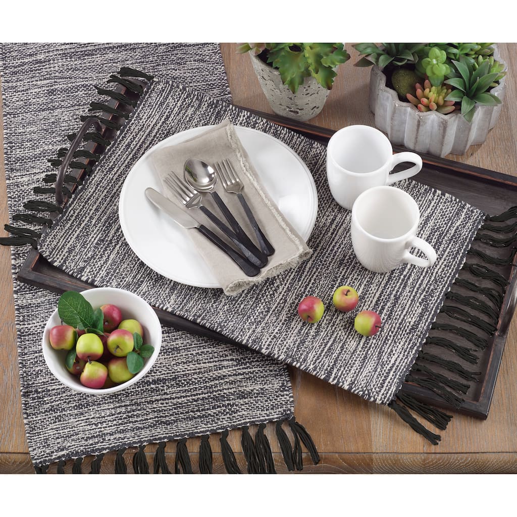 Black Cotton Table Runner With Tassels