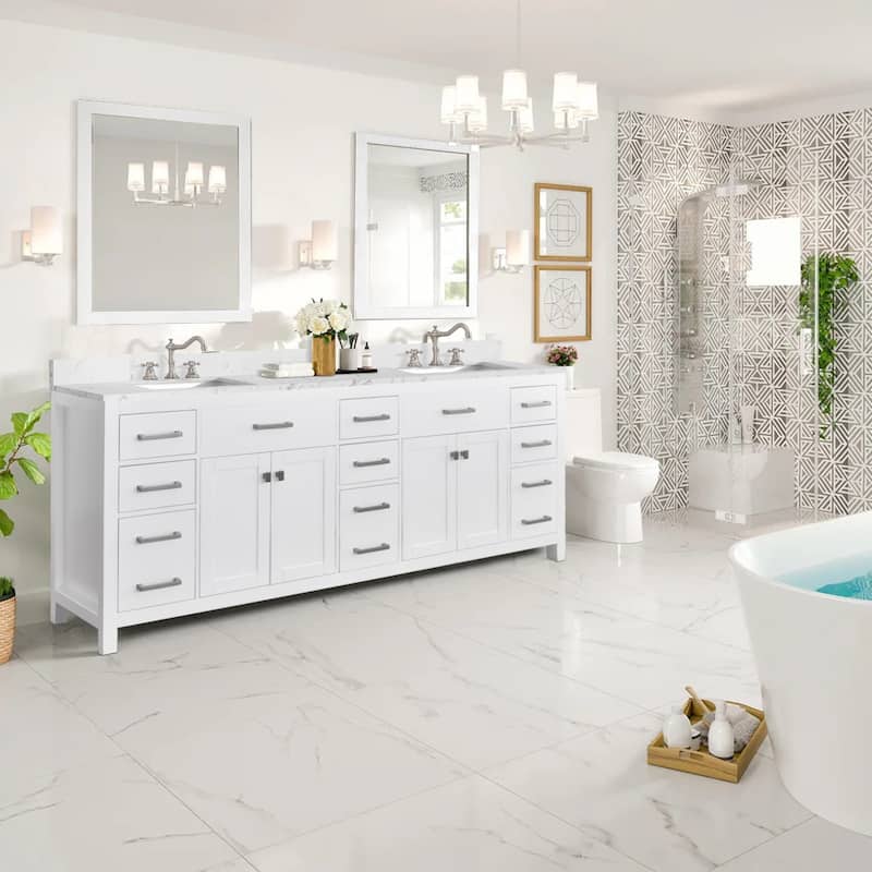 PROOX Freestanding Bathroom Vanity Engineer Stone with Ceramic Rectangular Sink