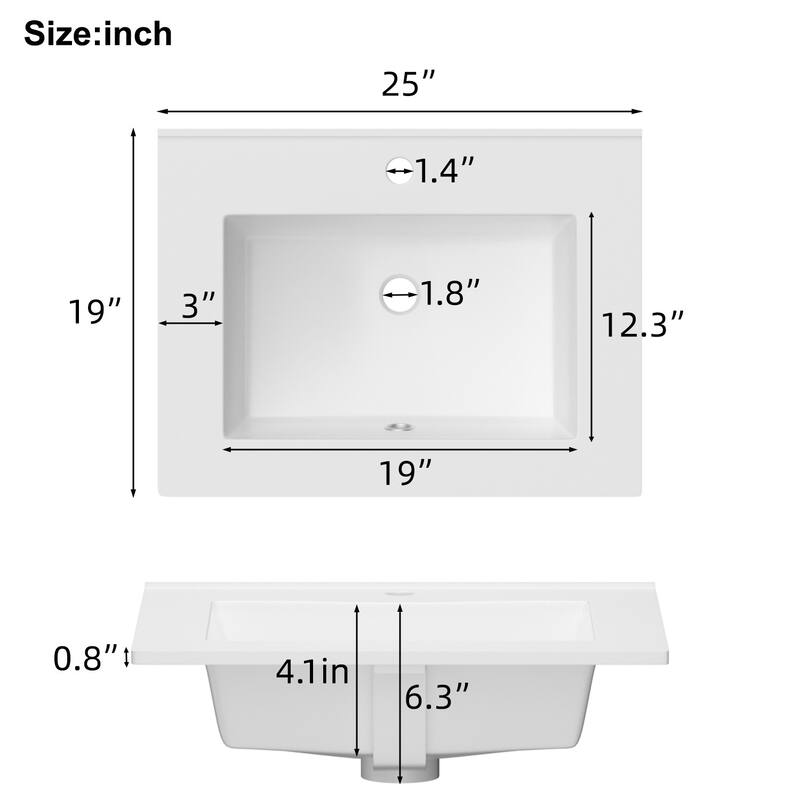 Ansel Freestanding Bathroom Vanity with Single Sink, One Glass Shelf, Metal Legs