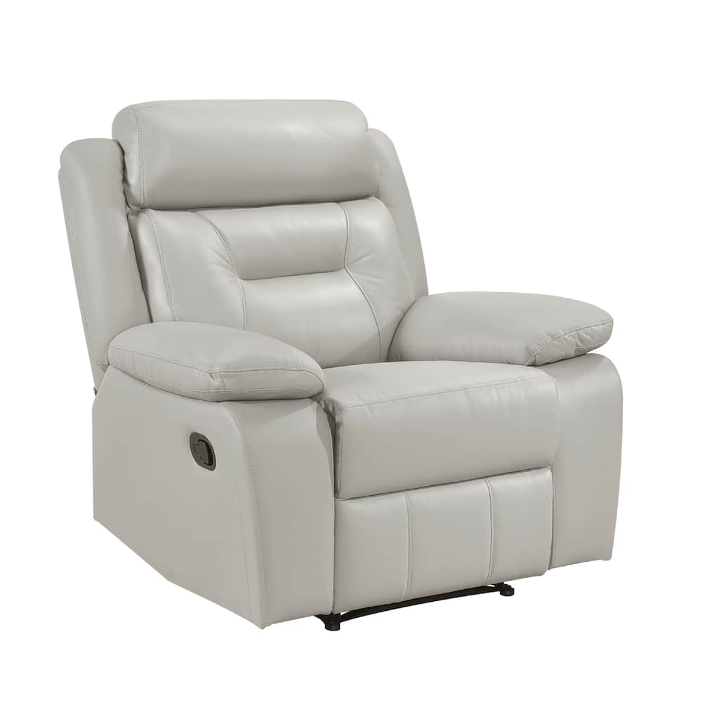 Conia Manual Reclining Chair, Light Gray Silver Leather