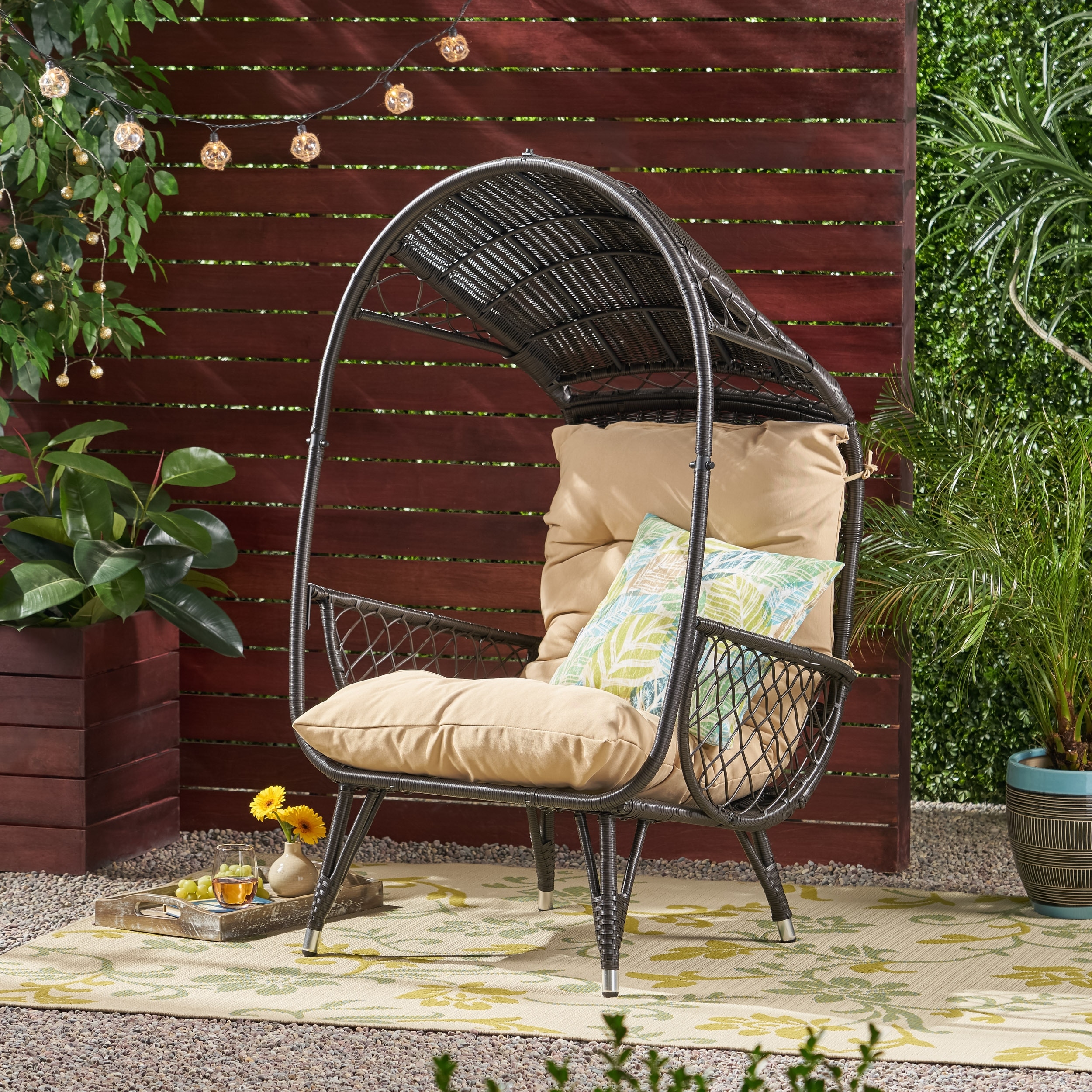Malia Outdoor Cushioned Wicker Basket Chair by Christopher Knight Home