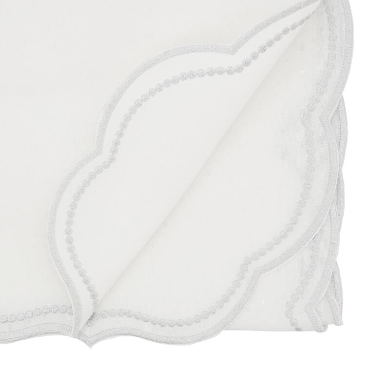 Embroidered Polka Dot Table Runner With Scallop Edge