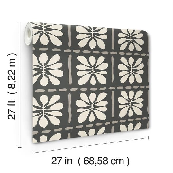 York Wallcoverings Mimosa Fleur Carbon Black Wallpaper