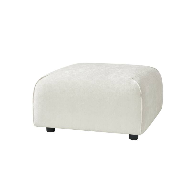 Roomfitters Plush Square Ottoman, Upholstered Footrest and Stool, Minimalist Extra Seating, Solid Wood Base