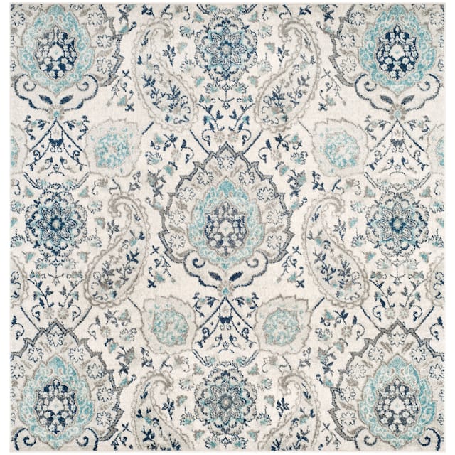 SAFAVIEH Madison Belle Vintage Paisley Pattern Area Rug - 6'7" x 6'7" Square - Cream/Light Grey