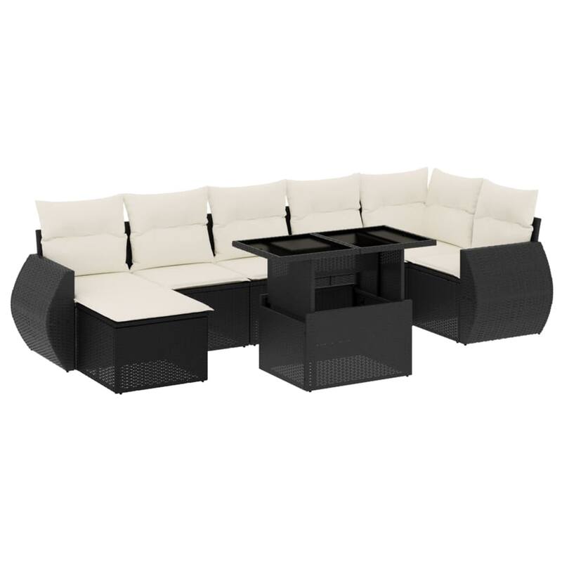 vidaXL Patio Sofa Set with Cushions Outdoor Furniture 8 Piece Poly Rattan - 21.7 x 39.4 x 28.7