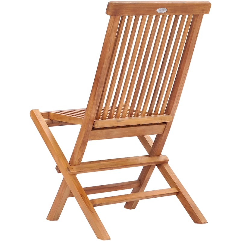 Chic Teak California Teak Wood Folding Outdoor Patio Side Chair (set of 2)