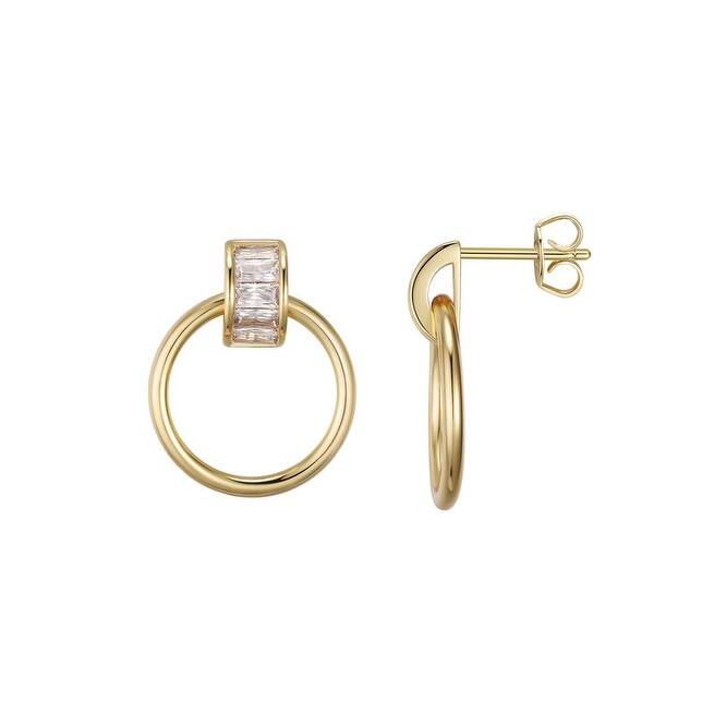 Victoria Townsend Gold Plated Cubic Zirconia Round Stud Earrings - Yellow