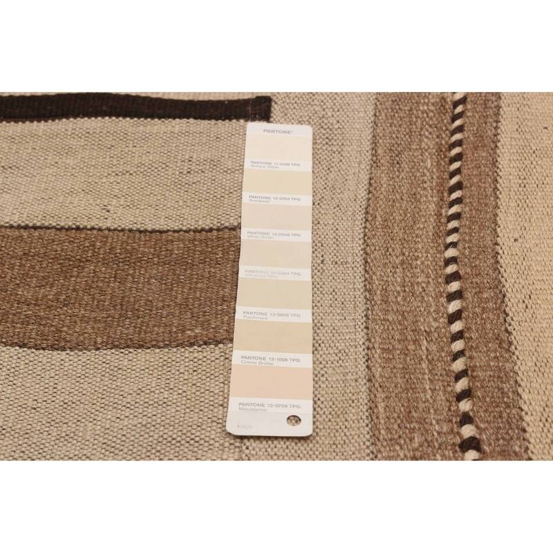 ECARPETGALLERY Flat-Weave Anatolia Patch Cream Wool Kilim - 6'4 x 10'0