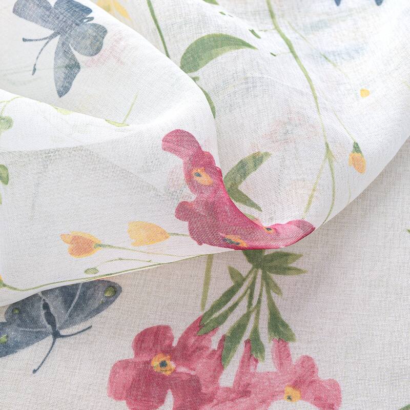Kelce Floral Sheer Window Curtain Panel 90 inch