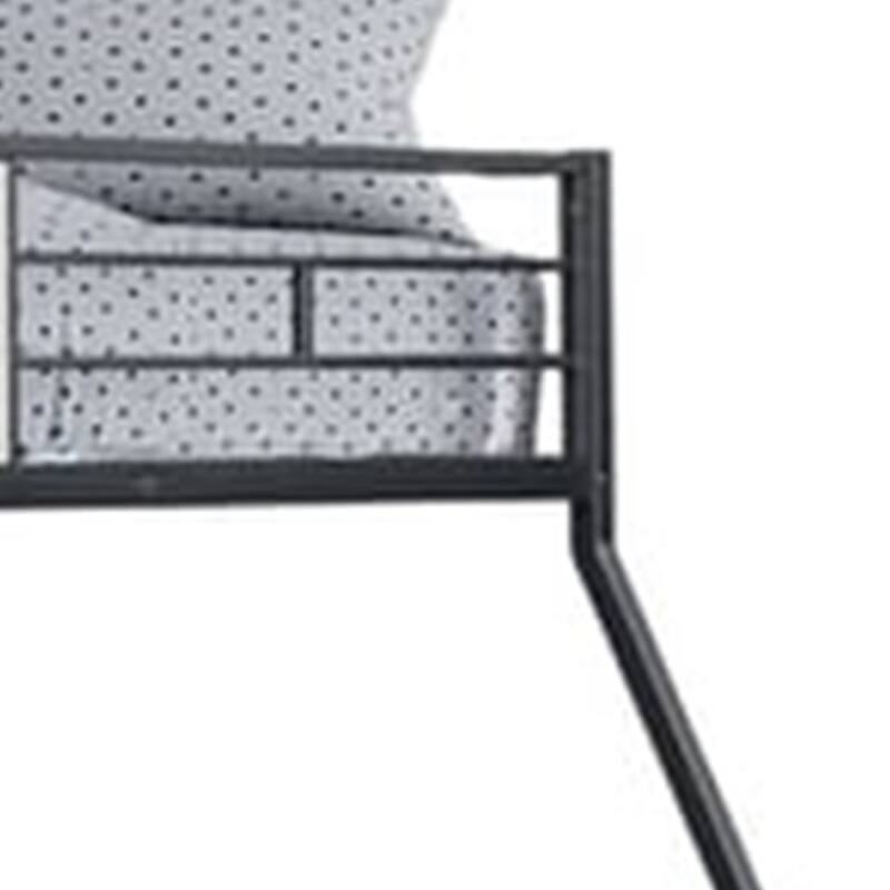 Mely Twin over Full Bunk Bed, Attached Side Ladder, Black and White Metal