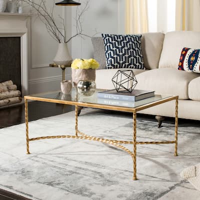 SAFAVIEH Couture Matilda Gold Leaf Glass Coffee Table