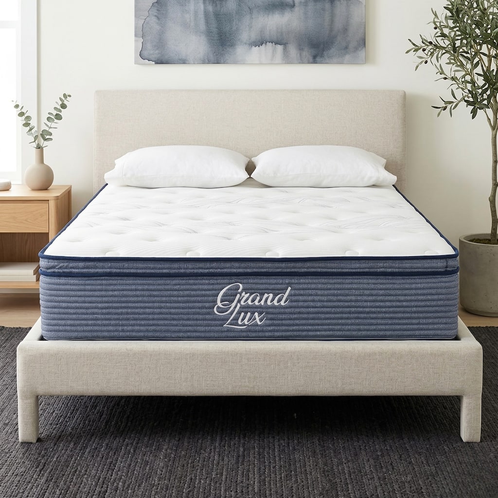 GrandLux Medium 14-inch Memory Foam Hybrid Mattress in a Box