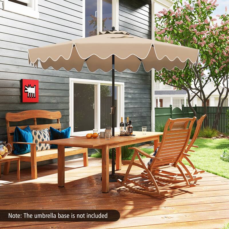 Large 9x8 Feet Polyester Fabric Outdoor Patio Umbrella with Wind Vent and Push Button Tilt Crank Handle
