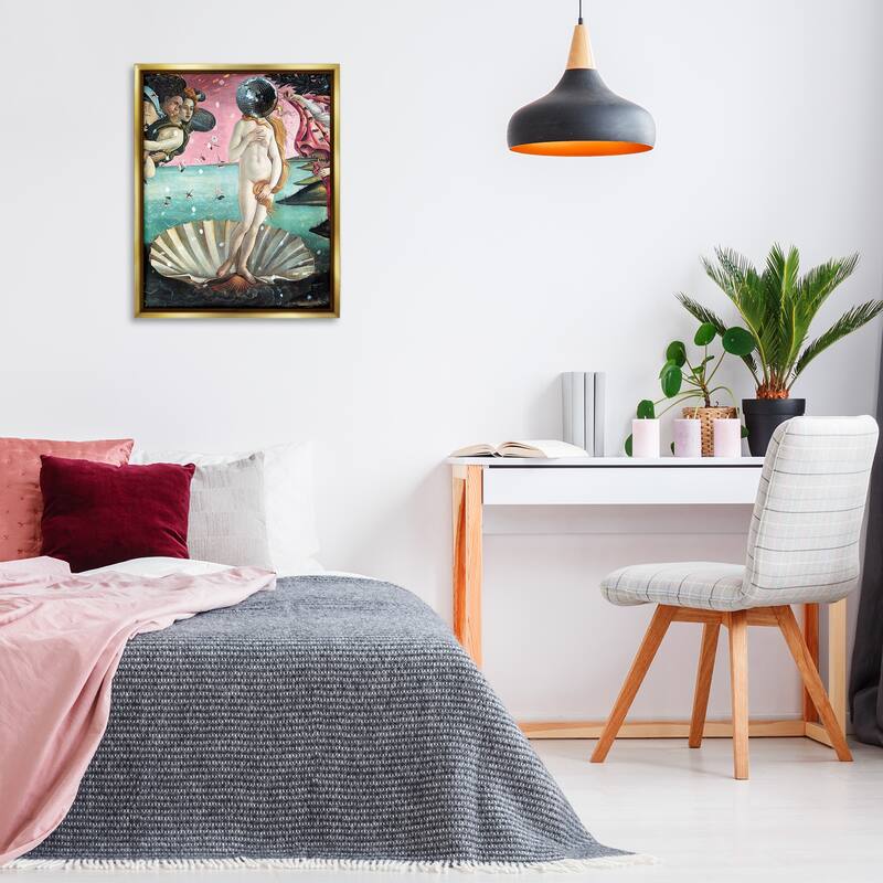 Stupell Classic Clamshell with Disco Ball Framed Floater Canvas Wall Art Design By Lil' Rue