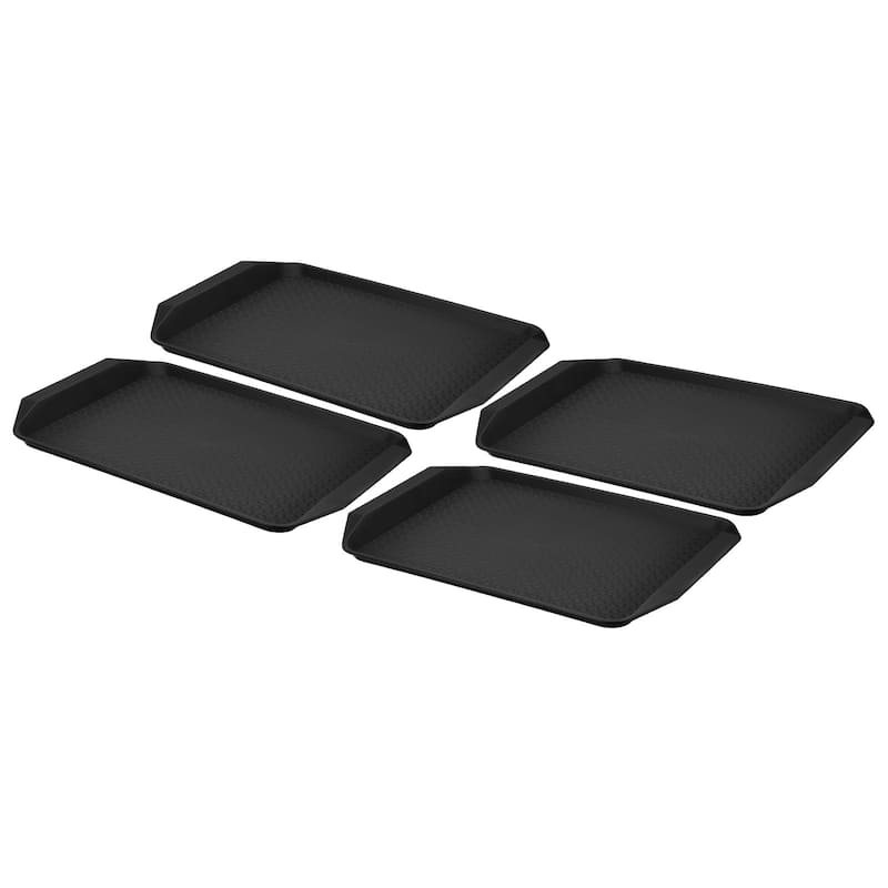 4Pcs Non-Silp Rectangle Plastic Fast Food Serving Tray 17" x 11.9"