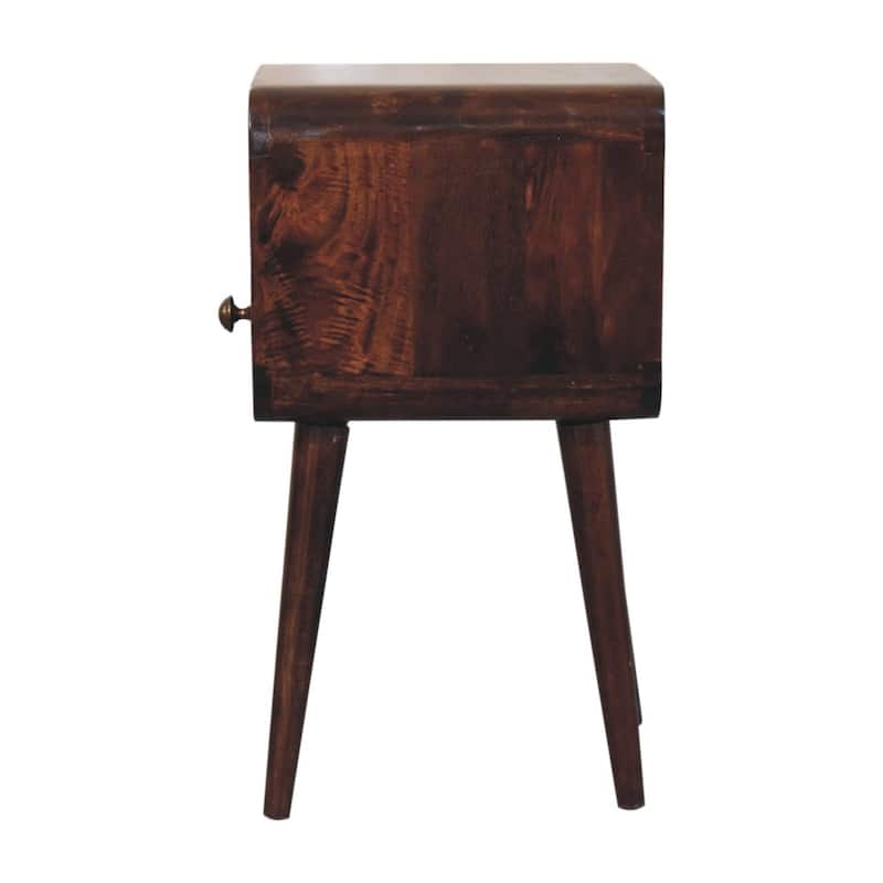 Artisan Furniture Solid Wood Mini California Walnut Curved Bedside with Open Slot