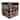 15"Brown Travel Stickers Collapsible Wooden Storage Ottoman