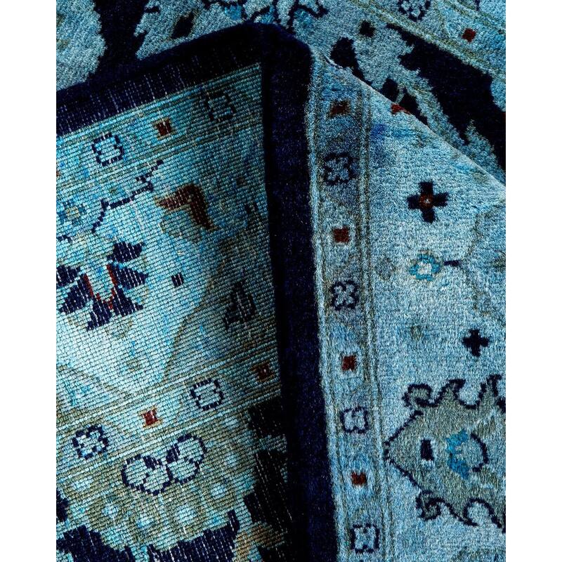 Overton Hand Knotted Wool Vintage Inspired Modern Contemporary Overdyed Blue Area Rug - 3' 2" x 5' 3"