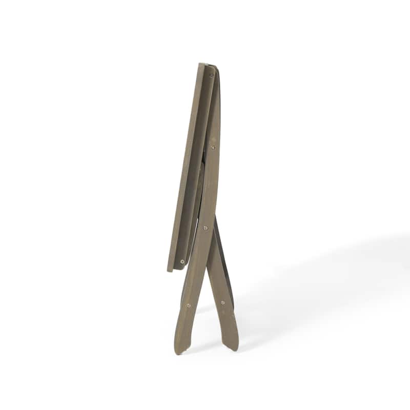 Cami Outdoor Foldable Bistro Table, X Base, 26 Inch Gray Acacia Wood