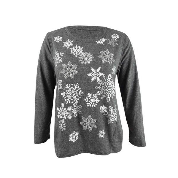 Style & Co. Women's Snowflake Embellished Sweatshirt (XL, Falling Snowflakes) - Overstock - 33066147