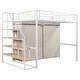 preview thumbnail 7 of 36, Metal Loft Bed with Storage Wardrobe and Clothes Rack, Twin/Full Size Loft Bedframe with Storage Staircase and Guardrails