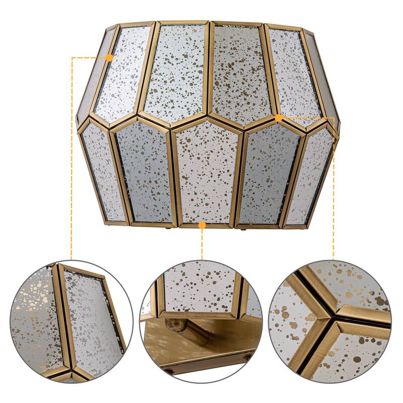 C Cattleya Brass Wall Light Indoor Wall Sconce with Silver Mercury Glass - Antique Brass