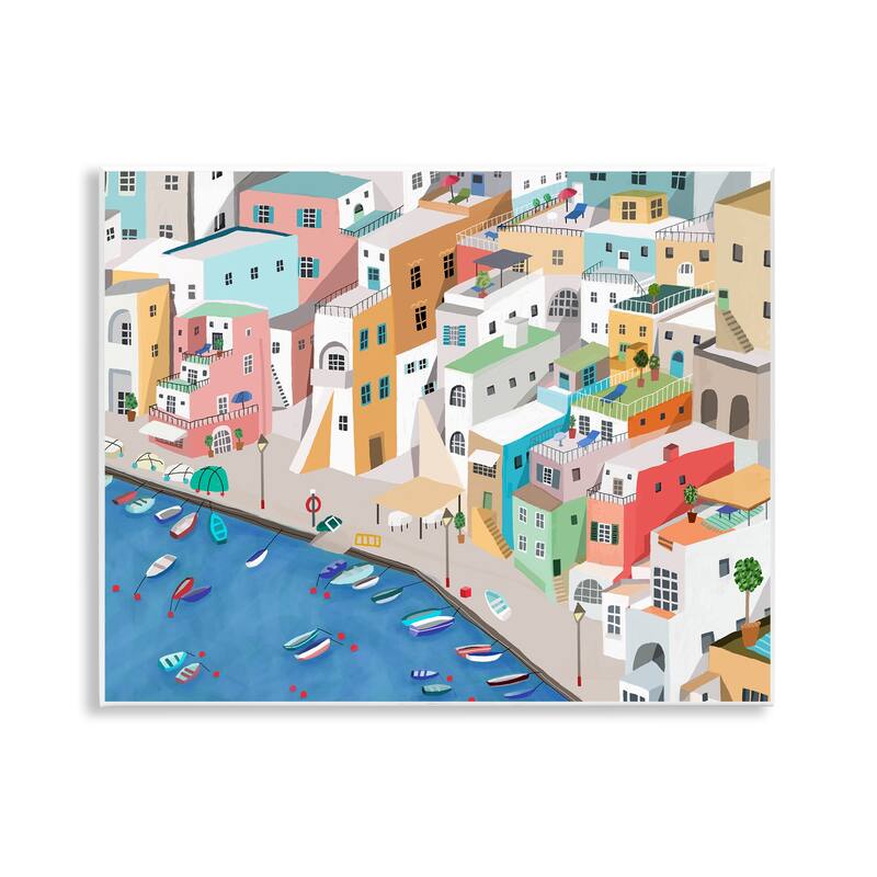 Stupell Coastal Town Harbor Wall Plaque Art Design By Carla Daly - 14 x 11