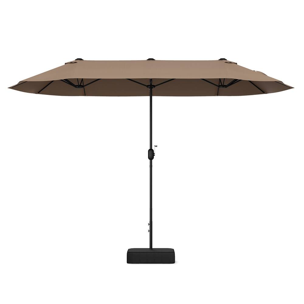 Gymax 13FT Double-sided Patio Umbrella w/ Crank Handle Umbrella Base