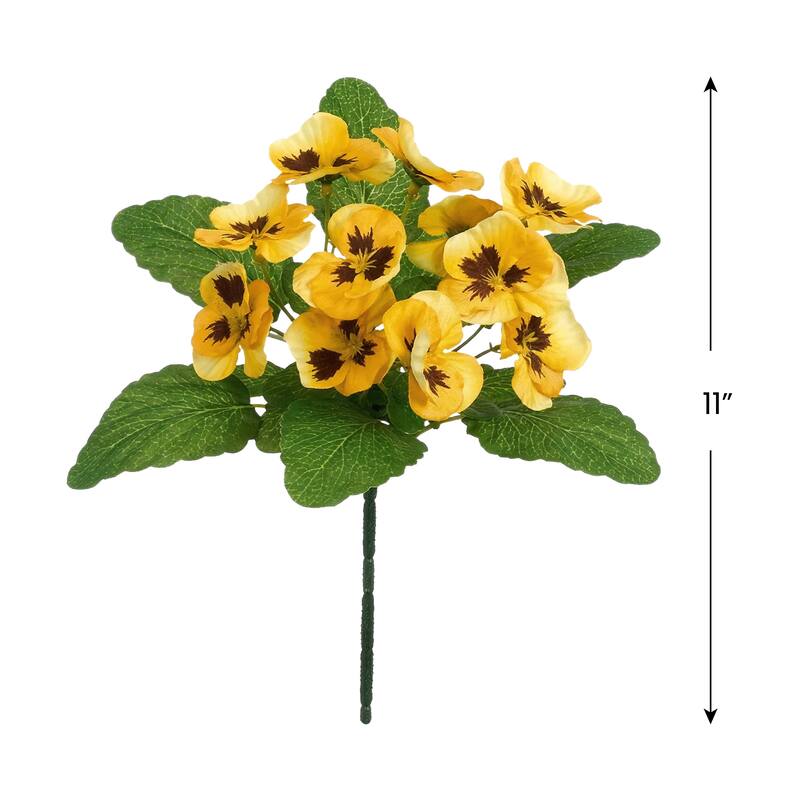 Artificial Pansy Floral Pick Spray - 11" - Yellow and Green
