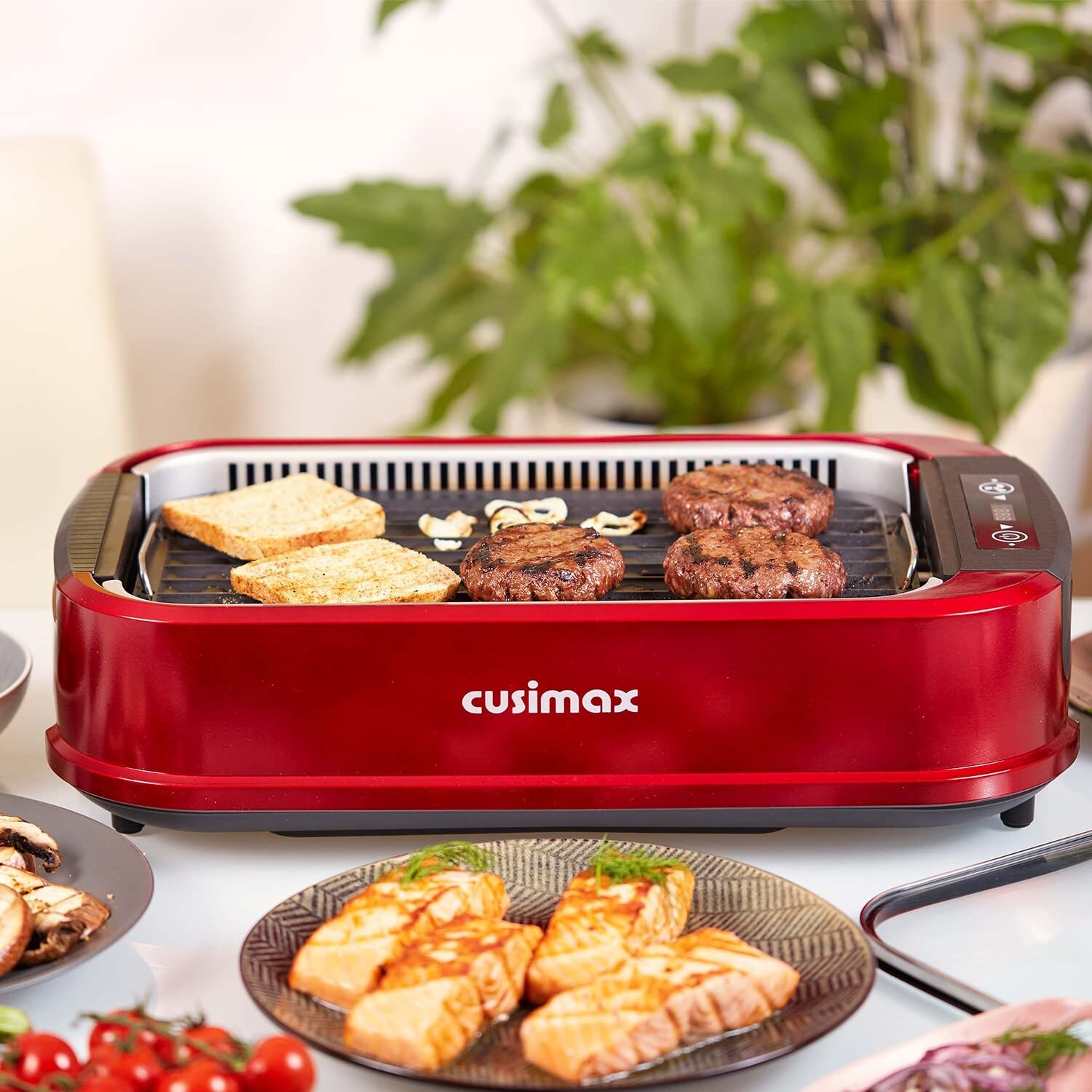 Smokeless Grill Indoor, CUSIMAX Electric Grill, 1500W Indoor Grill,  Portable Korean BBQ Grill with LED Smart Display & Tempered Glass Lid,  Non-stick