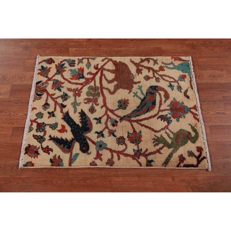 Animals Design Kazak Foyer Rug Handmade Oriental Wool Carpet - 2'0"x 3'0"