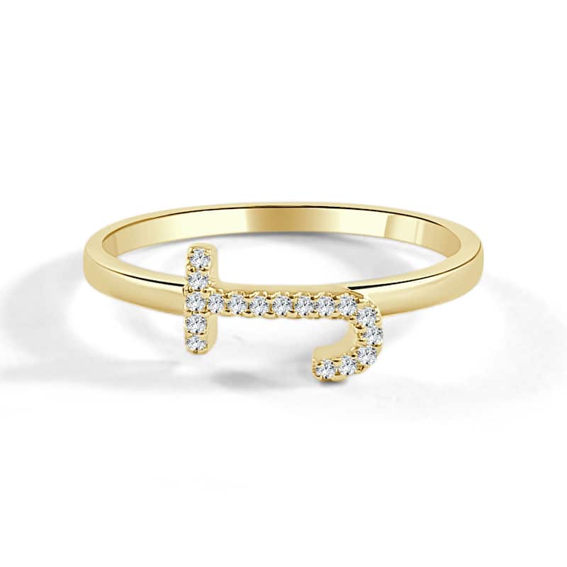 Joelle Collection Diamond Initial Ring for Her 14k Yellow Gold 1/10 ct TDW Women's Ring