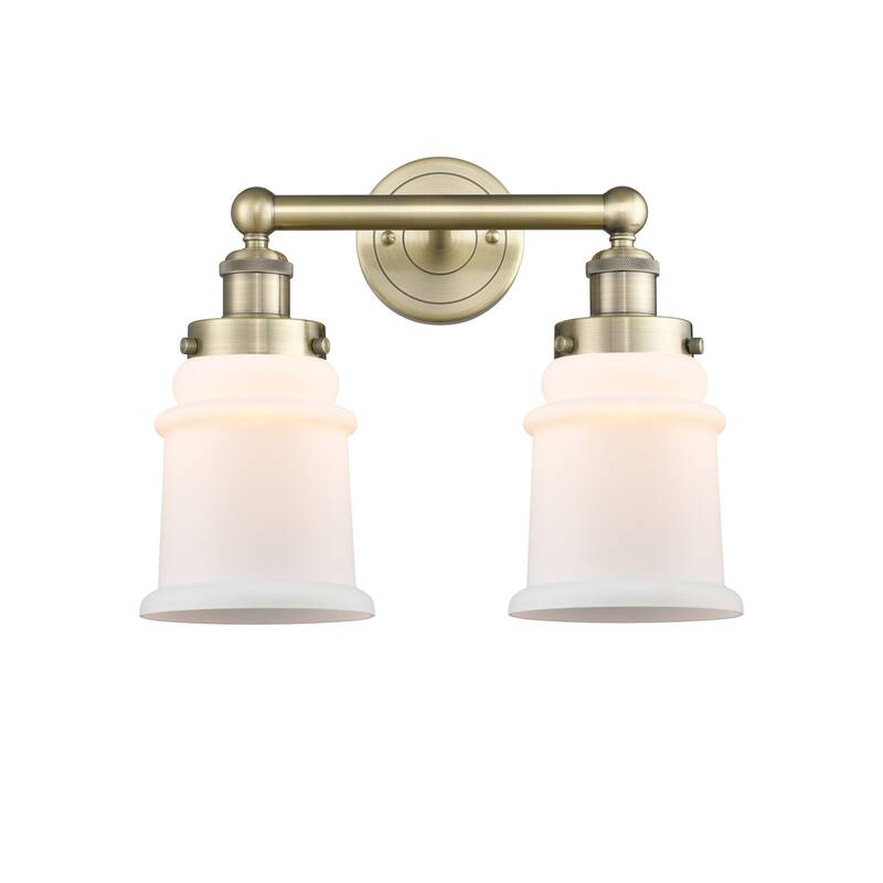 Innovations Lighting 616-2W-13-15 Canton Vanity Canton 2 Light 15" - Antique Brass / Matte White