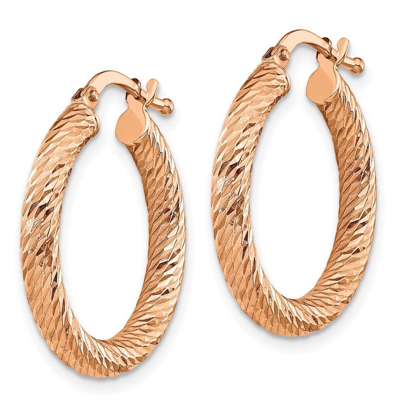 Curata 14k Rose Gold Sparkle Cut Round Hoop Earrings - 22.5x21.5mm