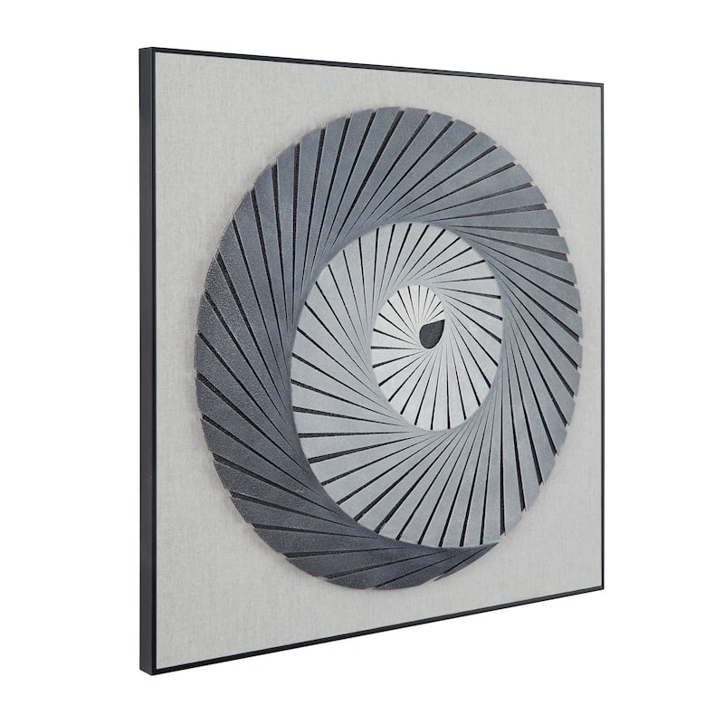 Gray Wood 3D Spiral Geometric Shadow Box with Black Frame