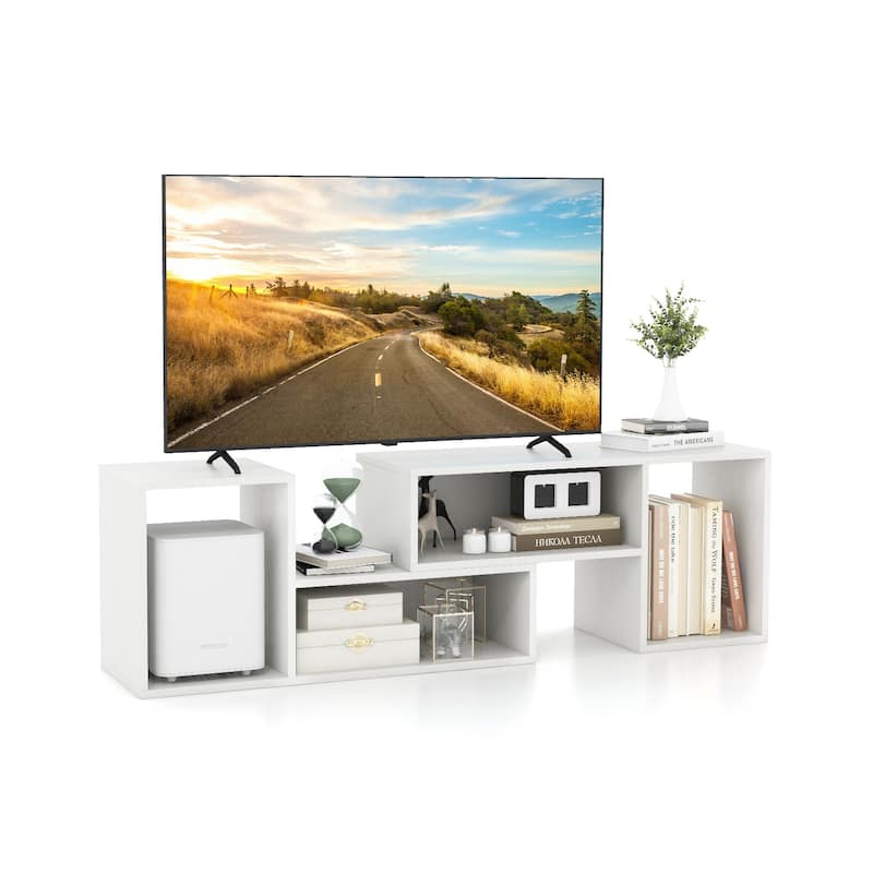 Engineered Wood Adjustable TV Stand with Storage Cubes and Expandable Shelves - 43.5"-62.5" L x 12" W x 16" H