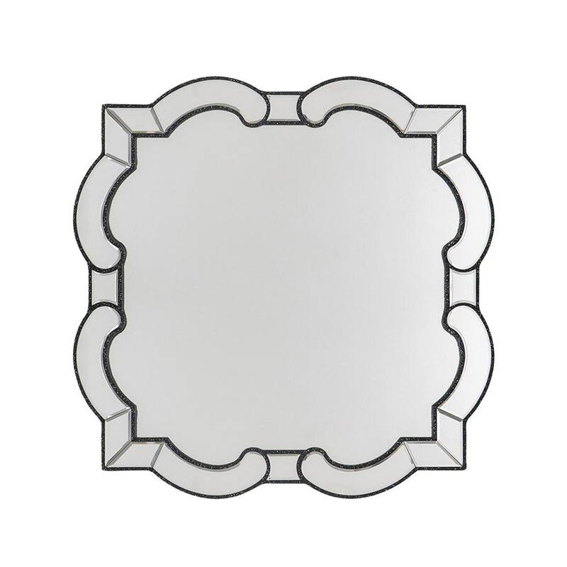 HomeRoots 32" Clear Scalloped Glass Framed Accent Mirror - 31.5' X '31.5' X '0.7