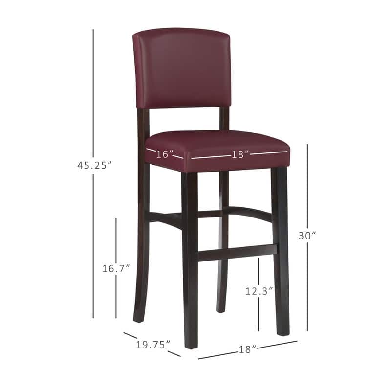 Monte-Carlo Dark Red 30-inch Faux Leather Bar Stool
