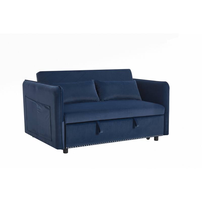 55" Velvet Small Loveseat Lounge Couches with 2 Pillows and Reclining Backrest - 2 Seat