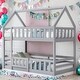 preview thumbnail 11 of 18, Twin over Twin House Bunk Bed with Fence and Door, White Gray
