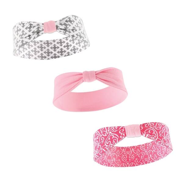 slide 1 of 1, Yoga Sprout Baby Girl Cotton Headbands 3pk, Demask, 0-24 Months - Demask Demask - 0-24 Months