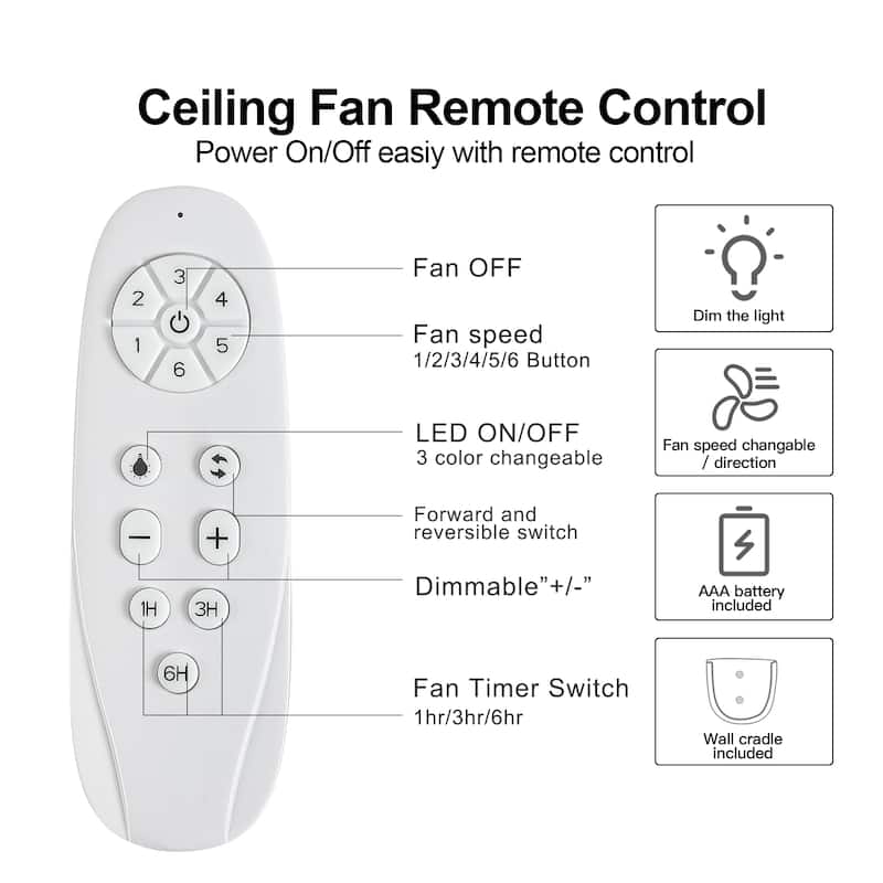 52"/66"/72"/76 Inch Modern Ceiling Fan with Dimmable LED Light ,Remote&APP Control,8 Blades for Large Living Room,Porch
