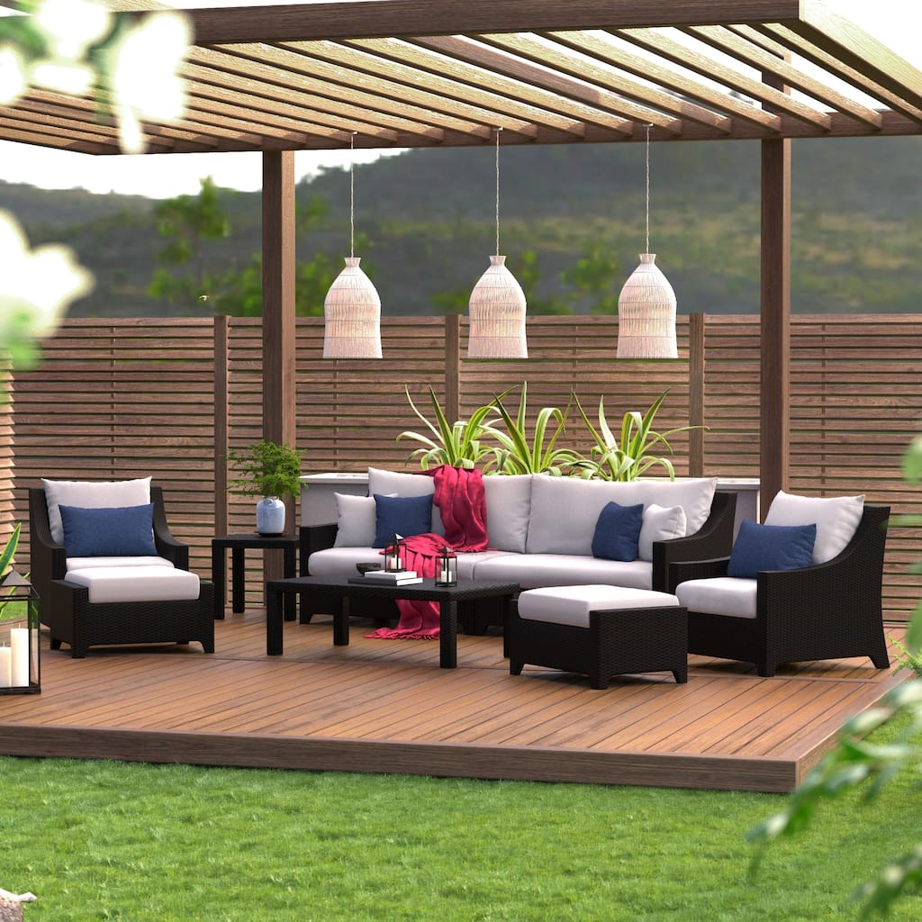 Deco 8 Piece Aluminum Outdoor Patio Sofa & Club Chair Set