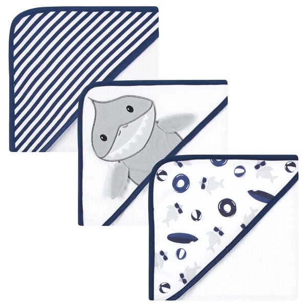 slide 1 of 1, Hudson Baby Infant Boy Cotton Rich Hooded Towels, Shark, One Size - Gray Shark - One Size One Size - Gray Shark